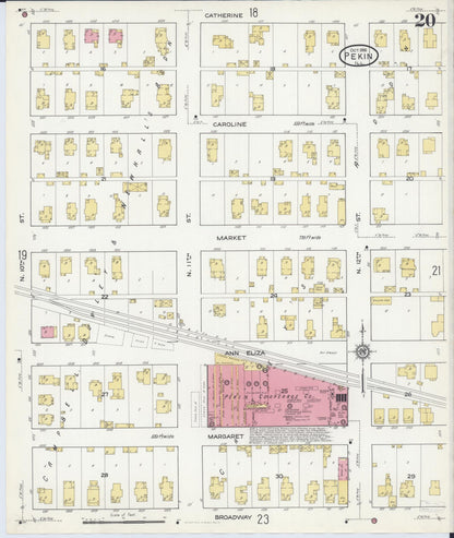 Sanborn Fire Insurance Map from Pekin, Tazewell County, Illinois (1916), Sheet #0020 - Historic Sanborn Fire Insurance Map Print, vintage old map wall art, antique decor, genealogy gift, Illinois Illinois map