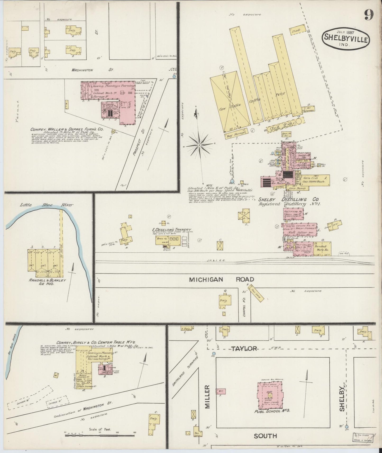 Sanborn Fire Insurance Map from Shelbyville, Shelby County, Indiana (1887), Sheet #0009 - Complete Map Set gallery image, historic Sanborn map, vintage wall art, Indiana Indiana