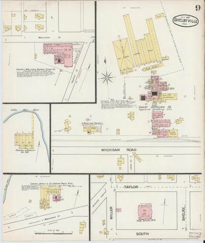 Sanborn Fire Insurance Map from Shelbyville, Shelby County, Indiana (1887), Sheet #0009 - Complete Map Set gallery image, historic Sanborn map, vintage wall art, Indiana Indiana