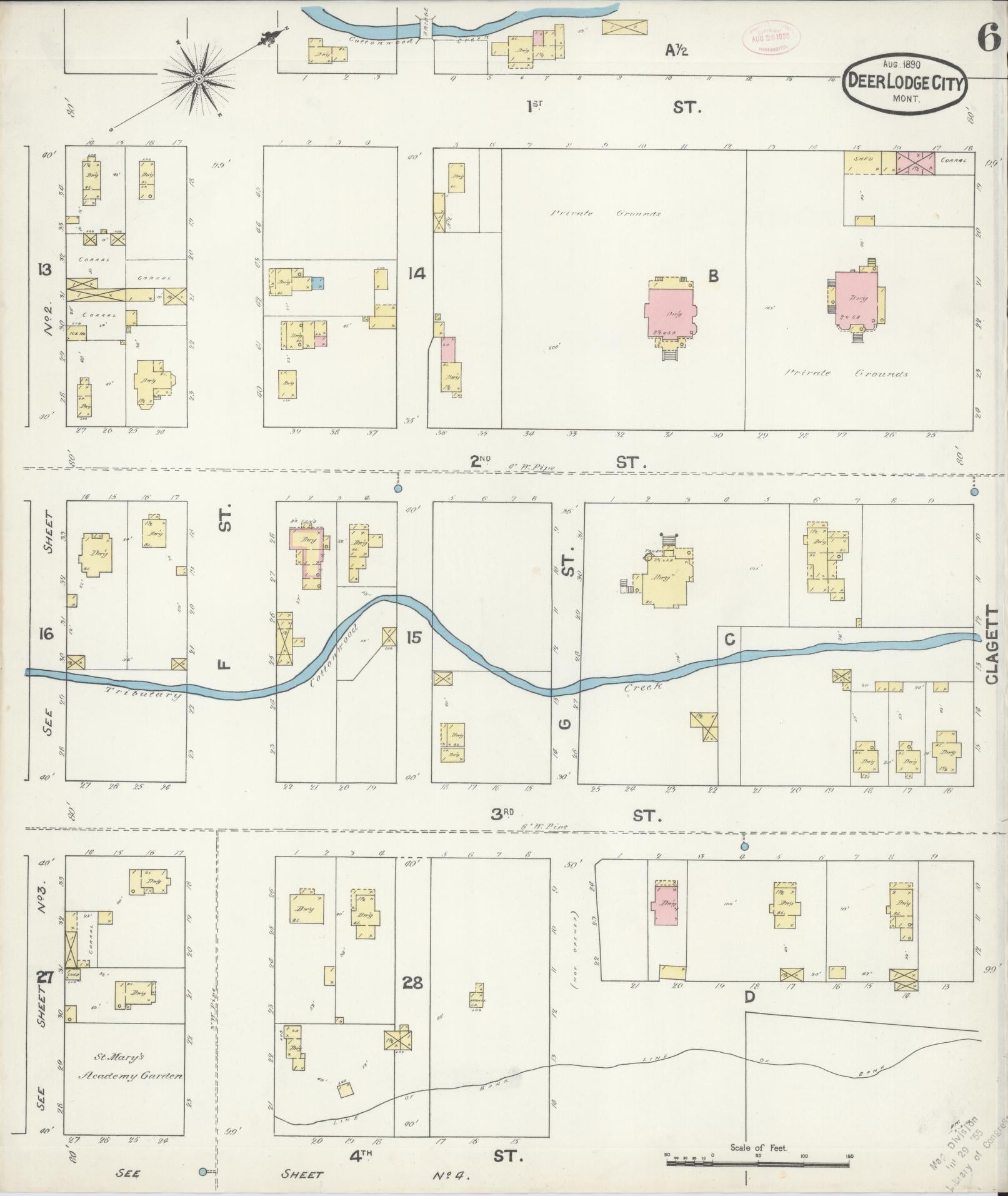 Sanborn Fire Insurance Map from Deer Lodge, Powell County, Montana (1890), Sheet #0006 - Complete Map Set gallery image, historic Sanborn map, vintage wall art, Montana Montana