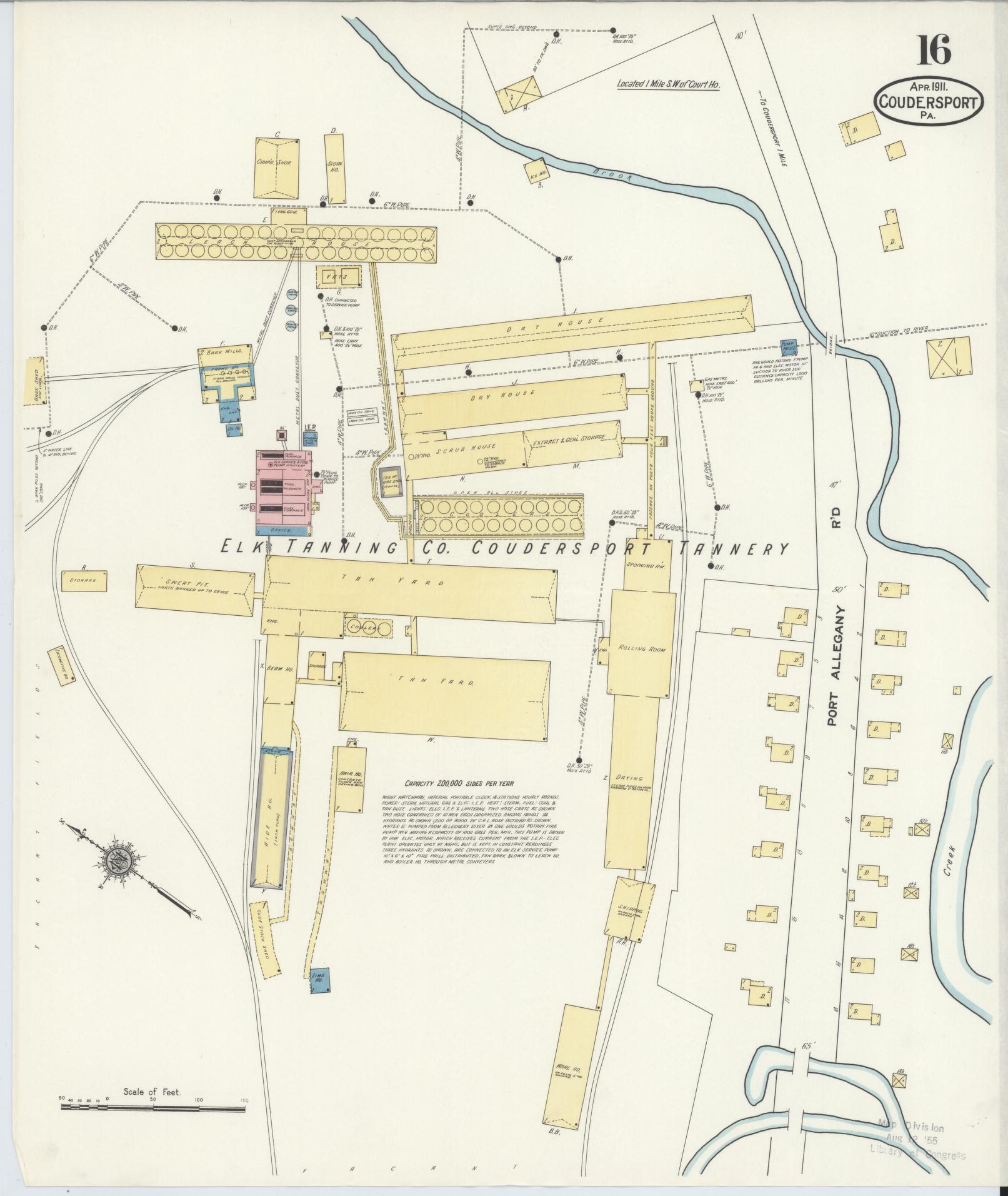 Sanborn Fire Insurance Map from Coudersport, Potter County, Pennsylvania (1911), Sheet #0016 - Historic Sanborn Fire Insurance Map Print, vintage old map wall art, antique decor, genealogy gift, Pennsylvania Pennsylvania map