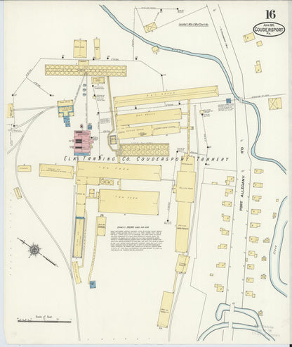 Sanborn Fire Insurance Map from Coudersport, Potter County, Pennsylvania (1911), Sheet #0016 - Historic Sanborn Fire Insurance Map Print, vintage old map wall art, antique decor, genealogy gift, Pennsylvania Pennsylvania map