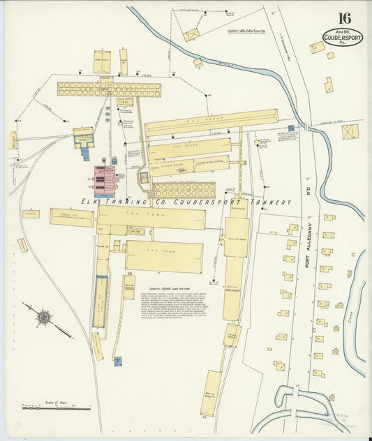 Sanborn Fire Insurance Map from Coudersport, Potter County, Pennsylvania (1911), Sheet #0016 - Historic Sanborn Fire Insurance Map Print, vintage old map wall art, antique decor, genealogy gift, Pennsylvania Pennsylvania map