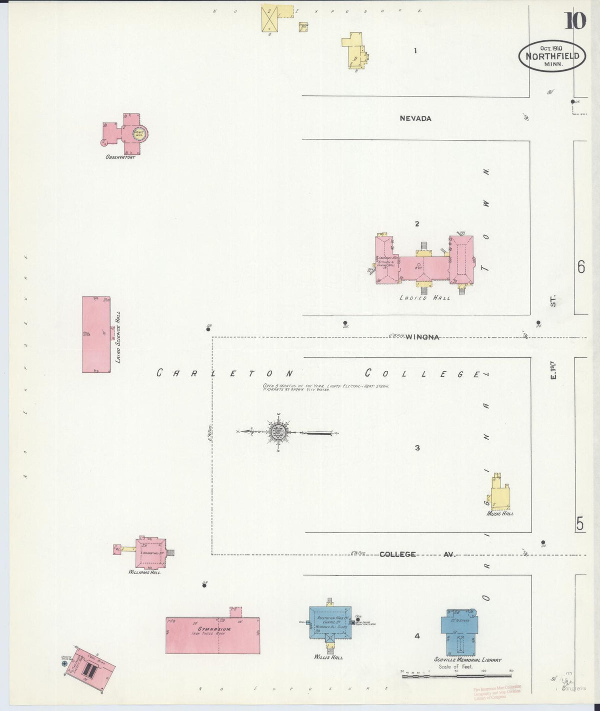 Sanborn Fire Insurance Map from Northfield, Rice County, Minnesota (1910), Sheet #0010 - Historic Sanborn Fire Insurance Map Print, vintage old map wall art, antique decor, genealogy gift, Minnesota Minnesota map