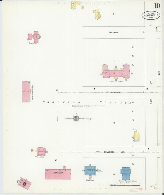 Sanborn Fire Insurance Map from Northfield, Rice County, Minnesota (1910), Sheet #0010 - Historic Sanborn Fire Insurance Map Print, vintage old map wall art, antique decor, genealogy gift, Minnesota Minnesota map