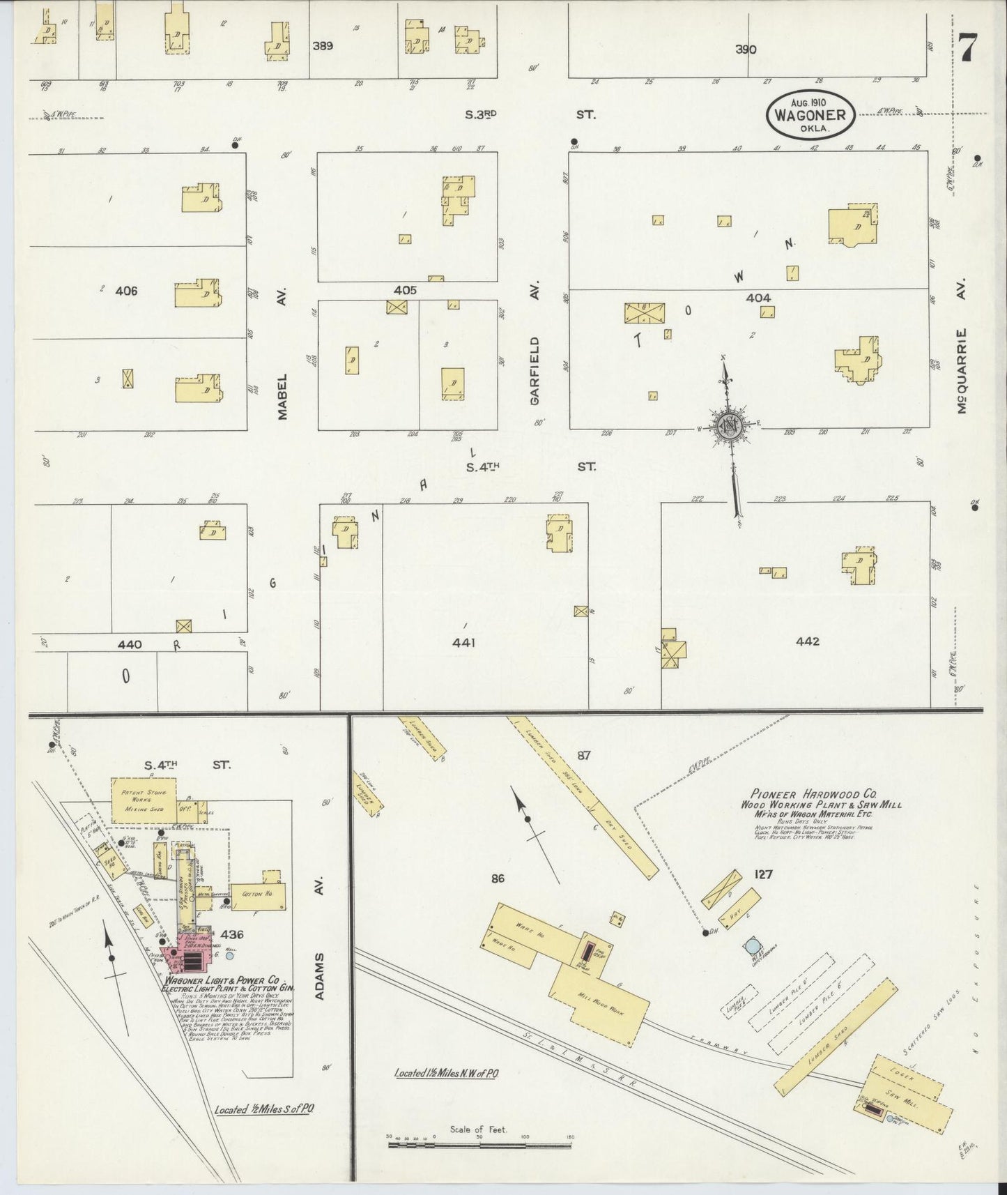 Sanborn Fire Insurance Map from Wagoner, Wagoner County, Oklahoma (1910), Sheet #0007 - Complete Map Set gallery image, historic Sanborn map, vintage wall art, Oklahoma Oklahoma