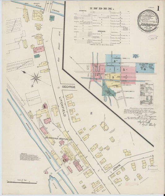 Sanborn Fire Insurance Map from Frankfort, Herkimer County, New York (1886), Sheet #0001 - Complete Map Set gallery image, historic Sanborn map, vintage wall art, New York New York