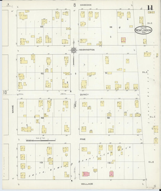 Sanborn Fire Insurance Map from New London, Waupaca and Outagamie Counties, Wisconsin (1913), Sheet #0011 - Historic Sanborn Fire Insurance Map Print, vintage old map wall art, antique decor, genealogy gift, Wisconsin Wisconsin map