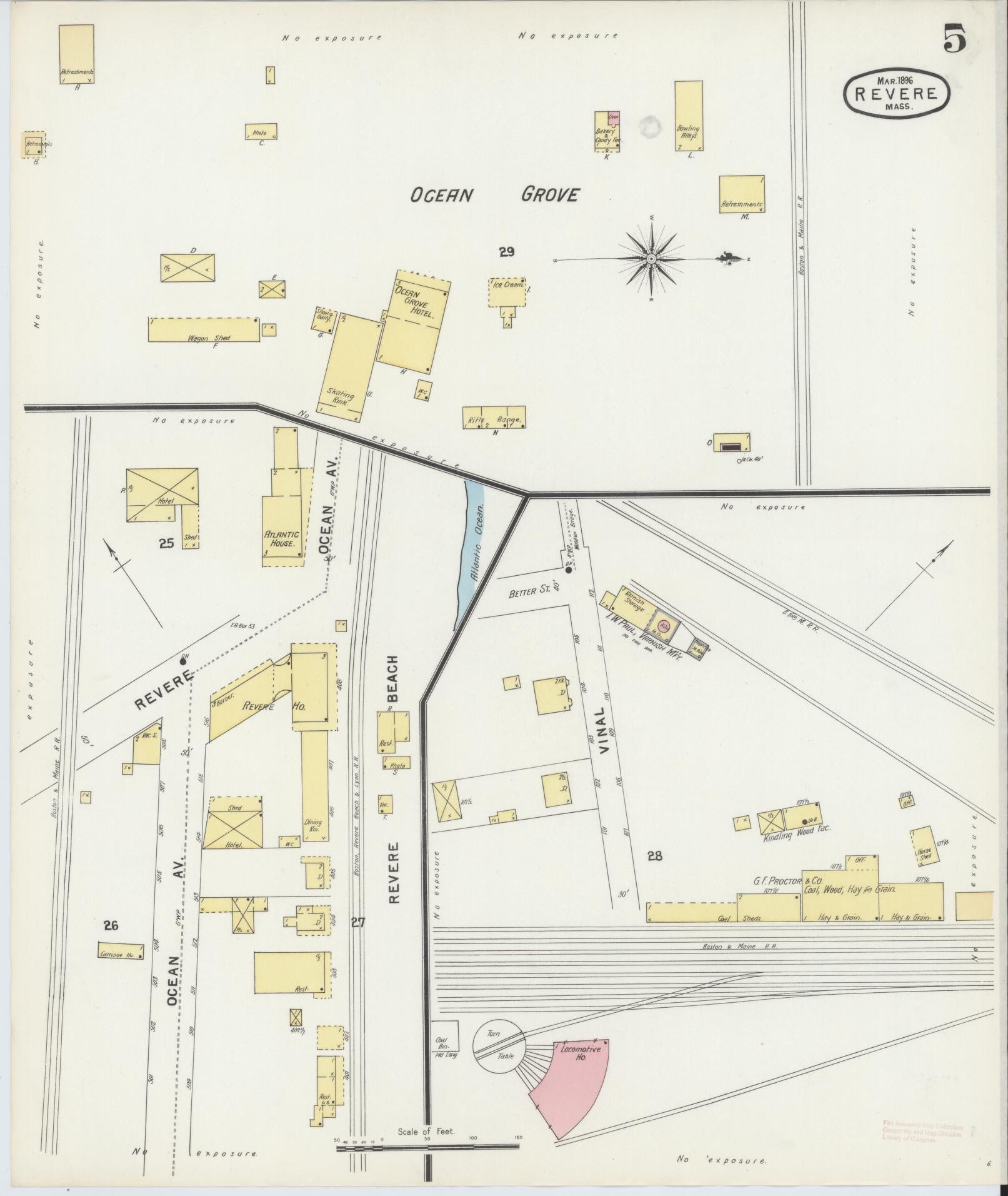 Sanborn Fire Insurance Map from Revere, Suffolk County, Massachusetts (1896), Sheet #0005 - Complete Map Set gallery image, historic Sanborn map, vintage wall art, Massachusetts Massachusetts