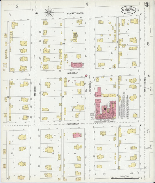 Sanborn Fire Insurance Map from Mendota, La Salle County, Illinois (1902), Sheet #0003 - Historic Sanborn Fire Insurance Map Print, vintage old map wall art, antique decor, genealogy gift, Illinois Illinois map