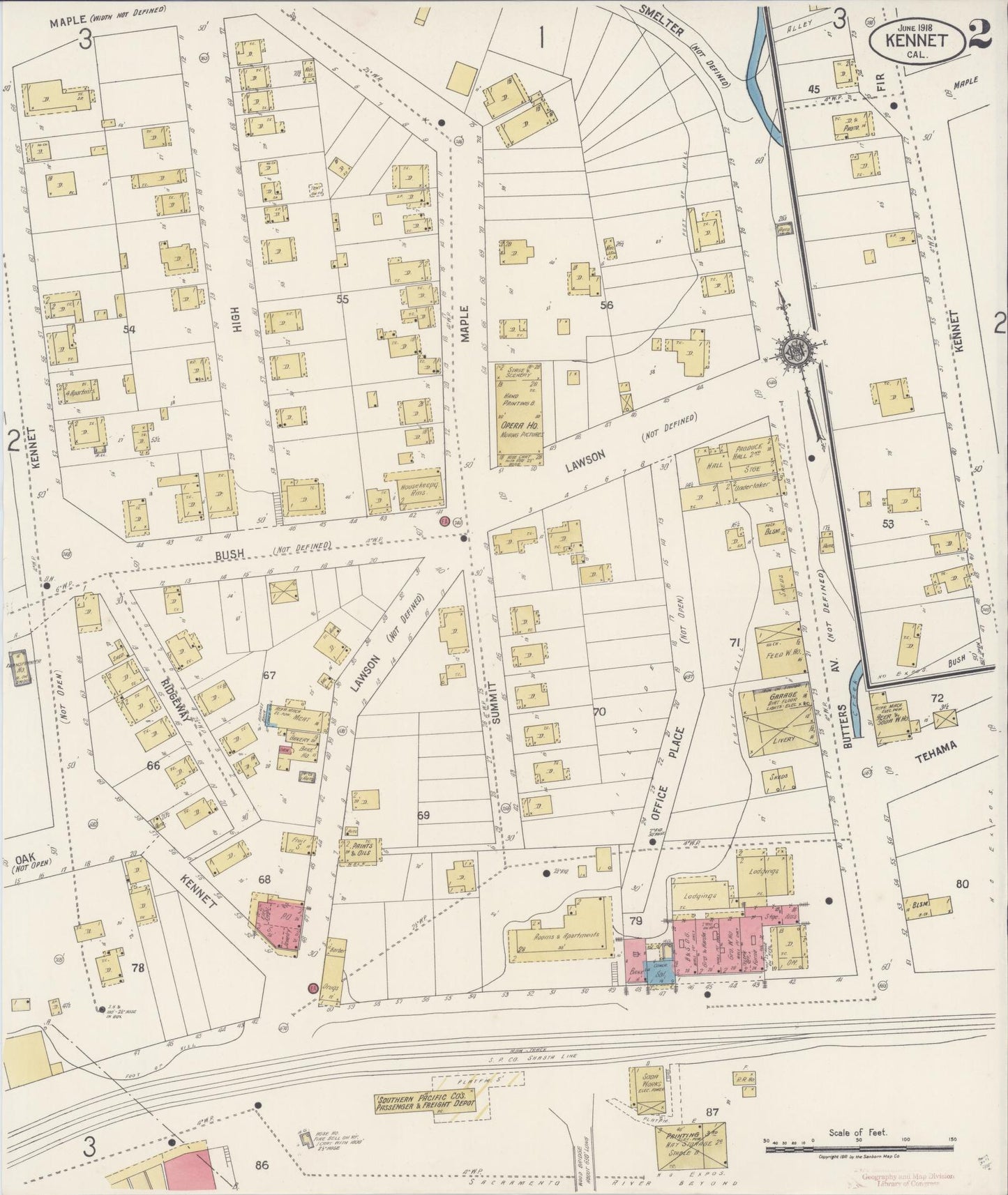 Sanborn Fire Insurance Map from Kennett, Shasta County, California (1918), Sheet #0002 - Historic Sanborn Fire Insurance Map Print, vintage old map wall art, antique decor, genealogy gift, California California map