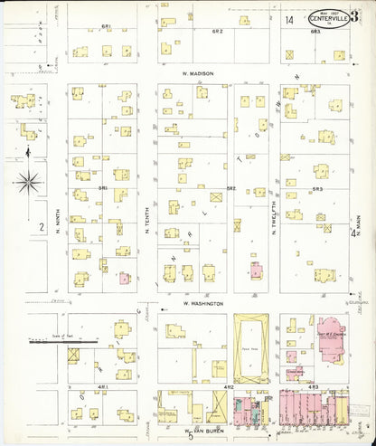 Sanborn Fire Insurance Map from Centerville, Appanoose County, Iowa (1907), Sheet #0003 - Historic Sanborn Fire Insurance Map Print