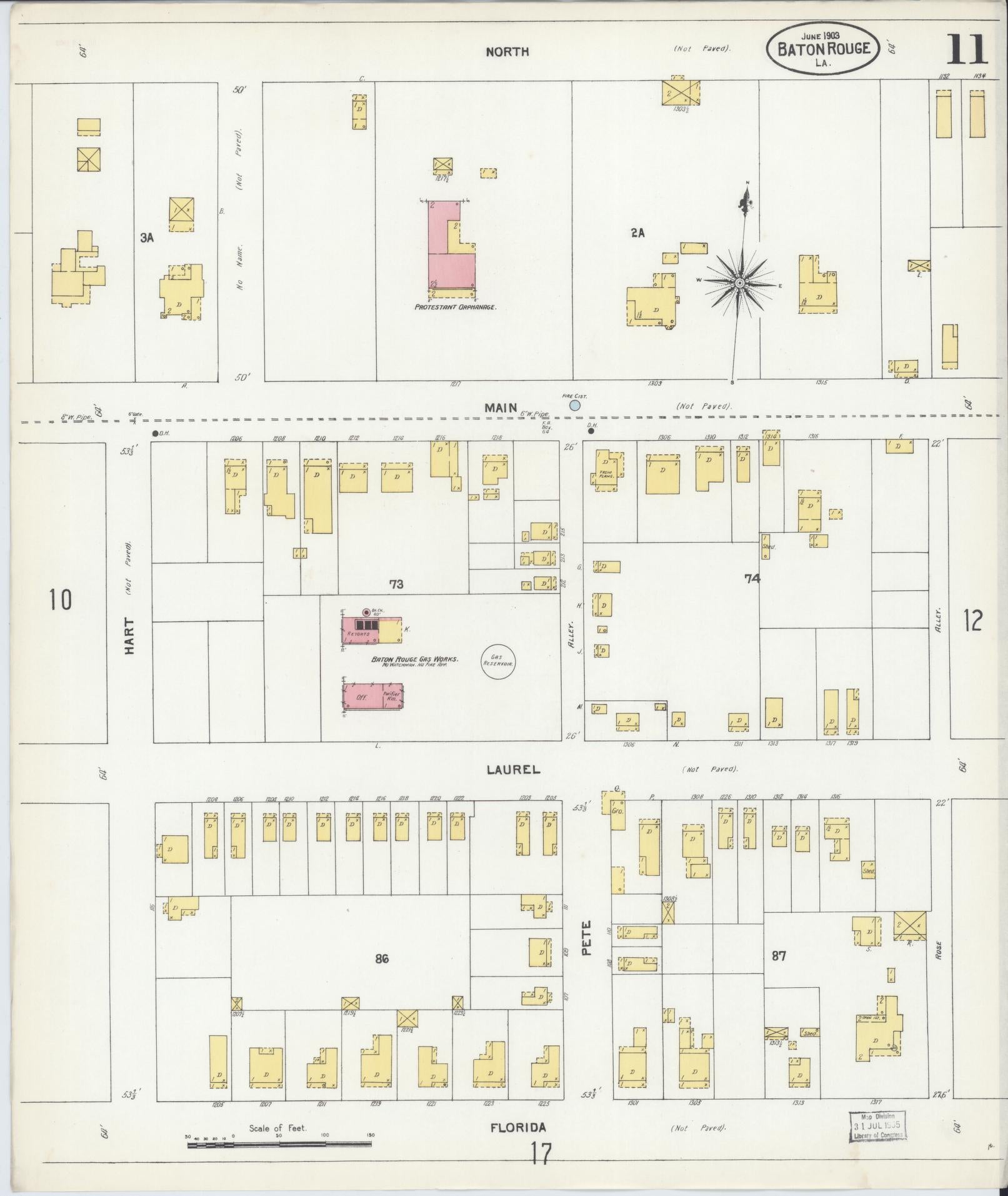 Sanborn Fire Insurance Map from Baton Rouge, East Baton Rouge Parish, Louisiana (1903), Sheet #0011 - Complete Map Set gallery image, historic Sanborn map, vintage wall art, Louisiana Louisiana
