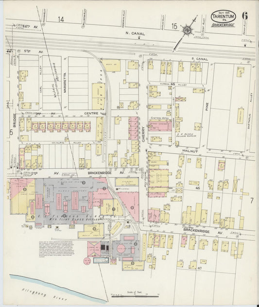 Sanborn Fire Insurance Map from Tarentum, Allegheny County, Pennsylvania (1914), Sheet #0006 - Historic Sanborn Fire Insurance Map Print, vintage old map wall art, antique decor, genealogy gift, Pennsylvania Pennsylvania map