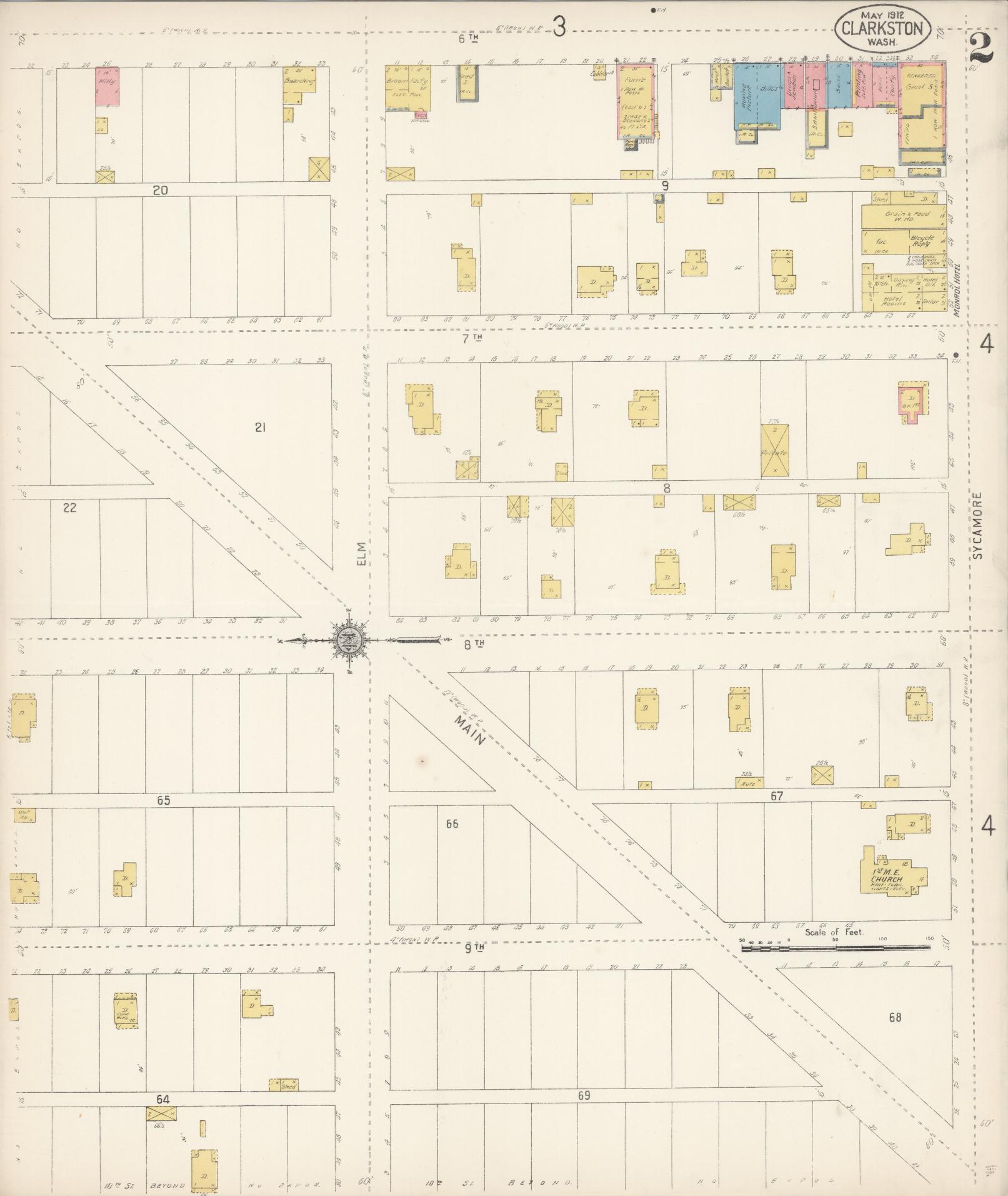 Sanborn Fire Insurance Map from Clarkston, Asotin County, Washington (1912), Sheet #0002 - Complete Map Set gallery image, historic Sanborn map, vintage wall art, Washington Washington