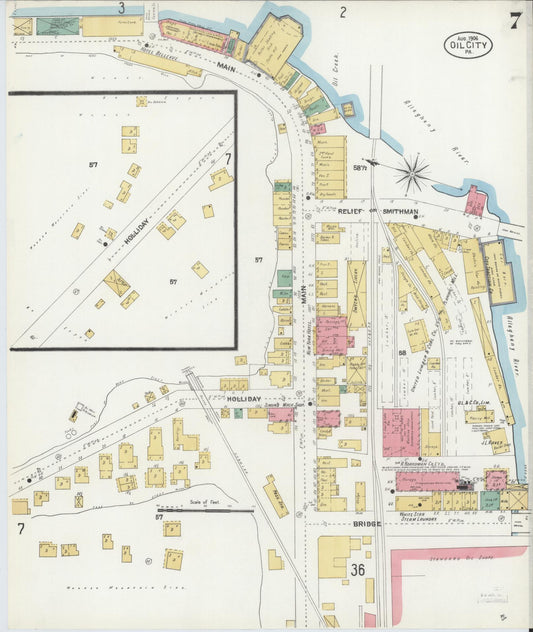 Sanborn Fire Insurance Map from Oil City, Venango County, Pennsylvania (1906), Sheet #0007 - Historic Sanborn Fire Insurance Map Print, vintage old map wall art, antique decor, genealogy gift, Pennsylvania Pennsylvania map
