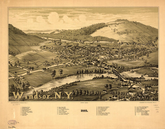 Windsor, N.Y. 1887. (1887) – Historic Bird’s-Eye View Panorama Print