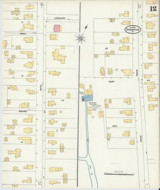 Sanborn Fire Insurance Map from Dansville, Livingston County, New York (1904), Sheet #0012 - Historic Sanborn Fire Insurance Map Print, vintage old map wall art, antique decor, genealogy gift, New York New York map