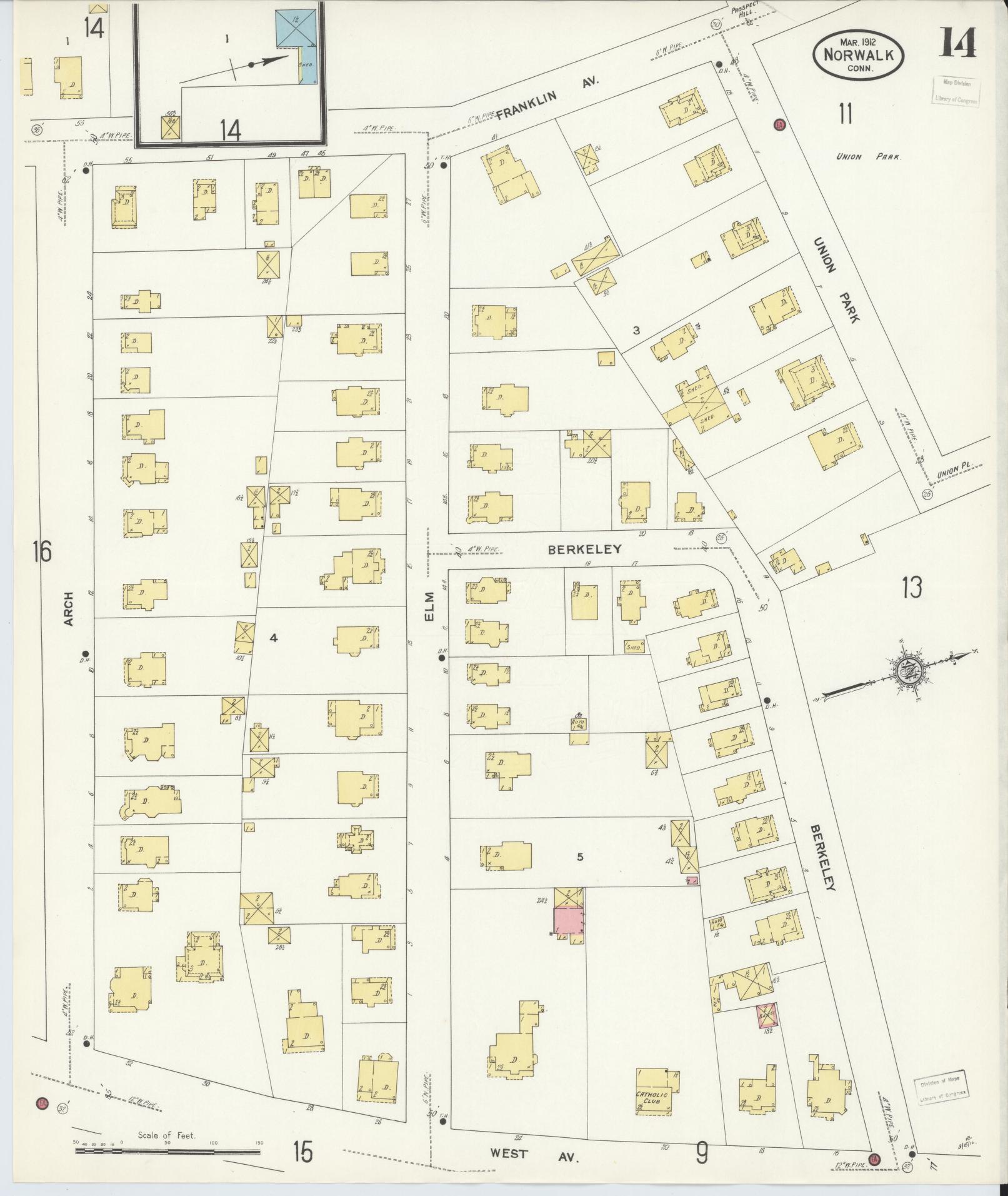 Sanborn Fire Insurance Map from Norwalk, Fairfield County, Connecticut (1912), Sheet #0014 - Complete Map Set gallery image, historic Sanborn map, vintage wall art, Connecticut Connecticut