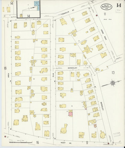 Sanborn Fire Insurance Map from Norwalk, Fairfield County, Connecticut (1912), Sheet #0014 - Complete Map Set gallery image, historic Sanborn map, vintage wall art, Connecticut Connecticut