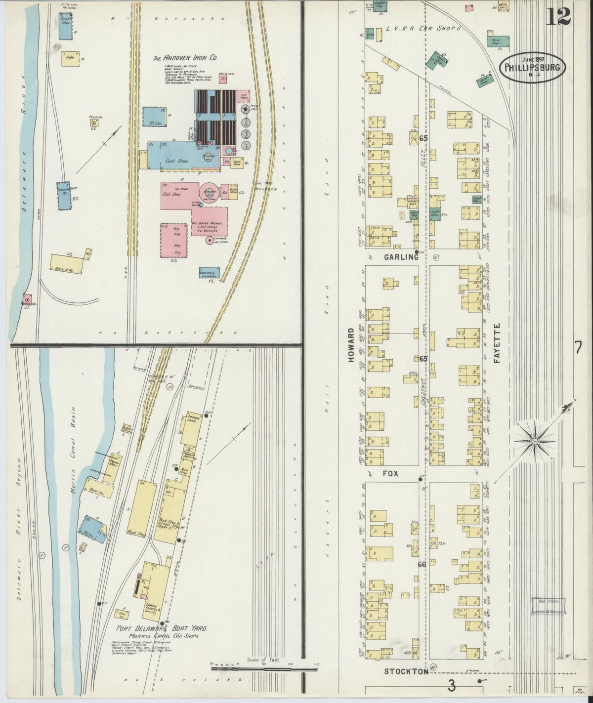 Sanborn Fire Insurance Map from Phillipsburg, Warren County, New Jersey (1897), Sheet #0012 - Complete Map Set gallery image, historic Sanborn map, vintage wall art, New Jersey New Jersey