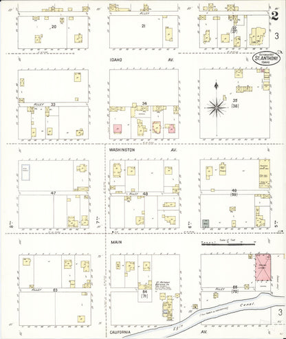 Sanborn Fire Insurance Map from Saint Anthony, Fremont County, Idaho (1907), Sheet #0002 - Complete Map Set gallery image, historic Sanborn map, vintage wall art, Idaho Idaho