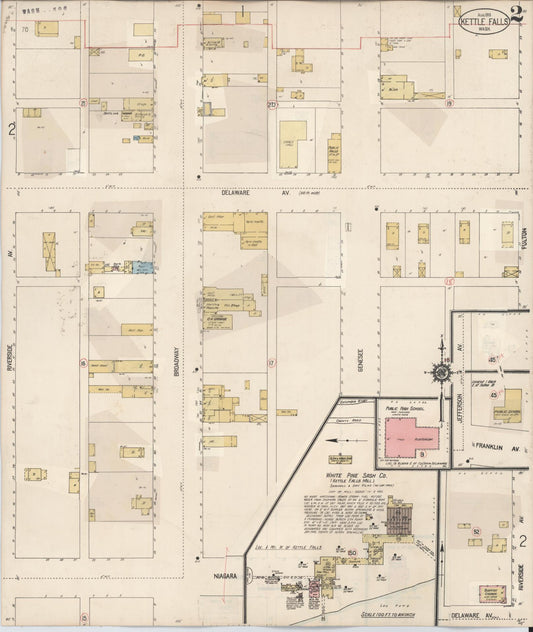 Sanborn Fire Insurance Map from Kettle Falls, Stevens County, Washington (1932), Sheet #0002 - Historic Sanborn Fire Insurance Map Print, vintage old map wall art, antique decor, genealogy gift, Washington Washington map