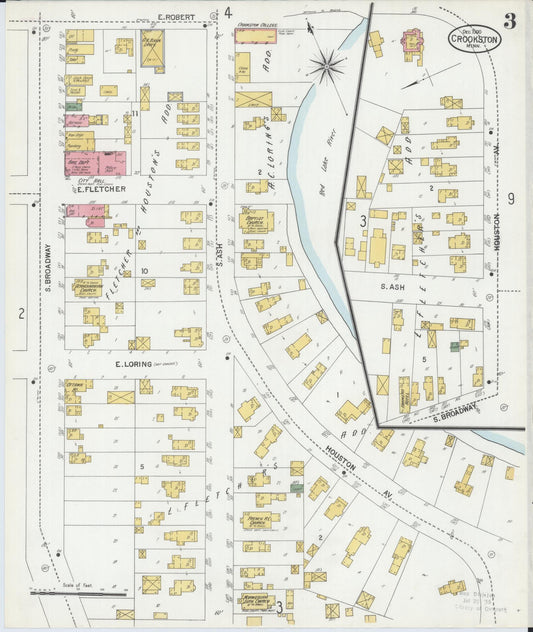 Sanborn Fire Insurance Map from Crookston, Polk County, Minnesota (1900), Sheet #0003 - Historic Sanborn Fire Insurance Map Print, vintage old map wall art, antique decor, genealogy gift, Minnesota Minnesota map