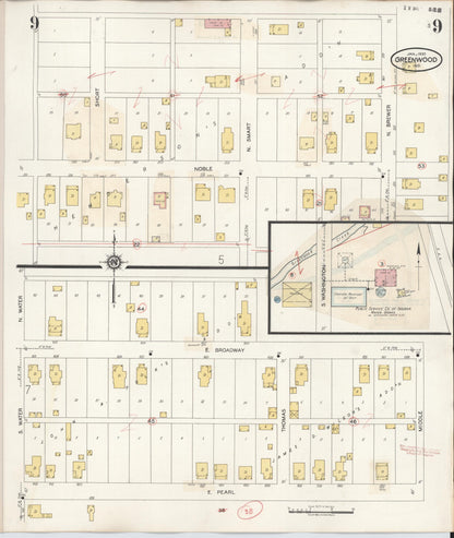 Sanborn Fire Insurance Map from Greenwood, Johnson County, Indiana (1940), Sheet #0009 - Complete Map Set gallery image, historic Sanborn map, vintage wall art, Indiana Indiana