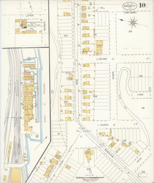 Sanborn Fire Insurance Map from Crockett, Contra Costa County, California (1906), Sheet #0010 - Historic Sanborn Fire Insurance Map Print, vintage old map wall art, antique decor, genealogy gift, California California map