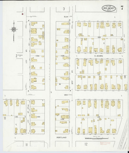 Sanborn Fire Insurance Map from Red Jacket, Houghton County, Michigan (1917), Sheet #0007 - Complete Map Set gallery image, historic Sanborn map, vintage wall art, Michigan Michigan
