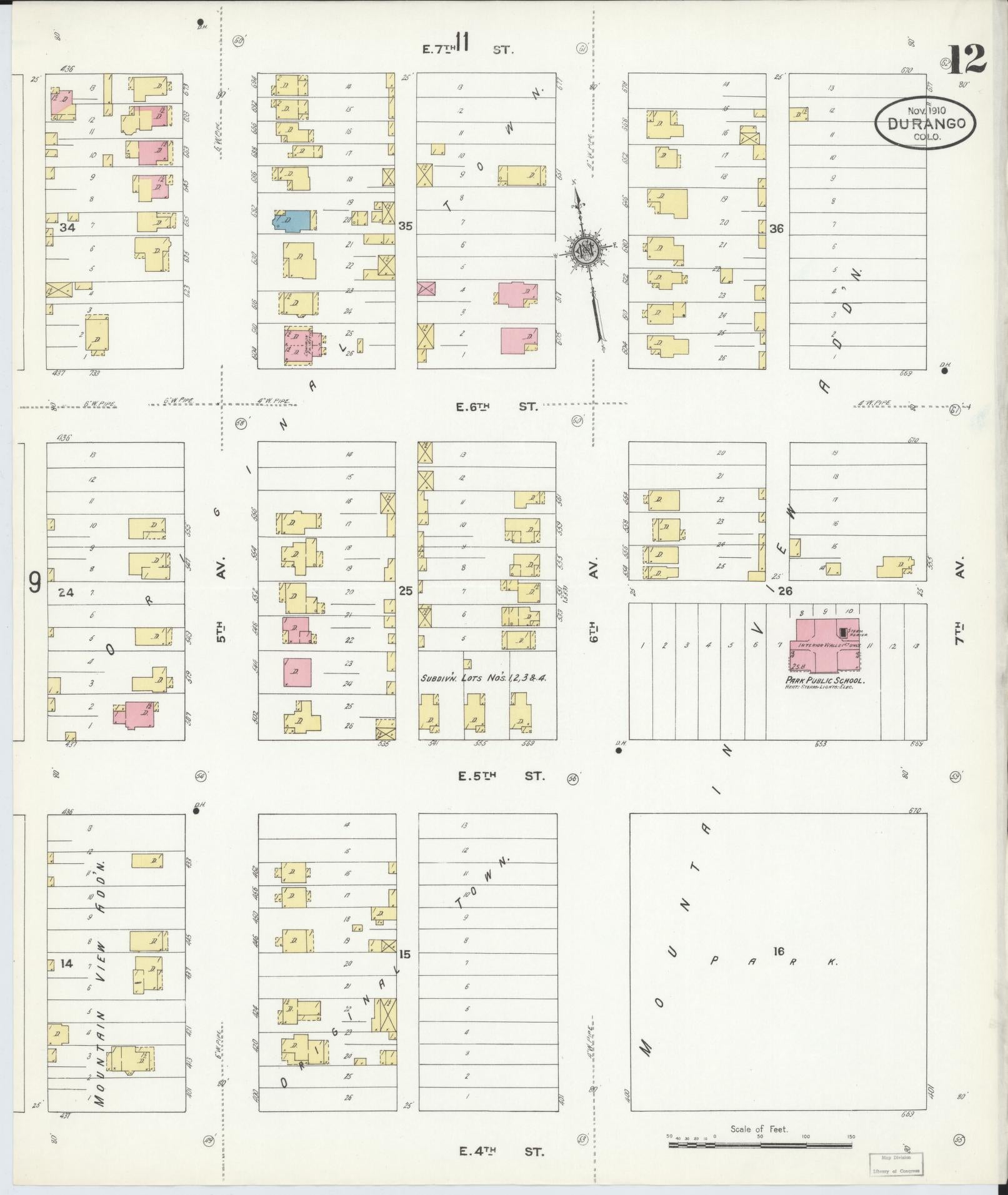 Sanborn Fire Insurance Map from Durango, La Plata County, Colorado (1910), Sheet #0012 - Historic Sanborn Fire Insurance Map Print, vintage old map wall art, antique decor, genealogy gift, Colorado Colorado map