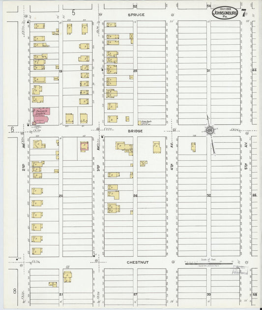 Sanborn Fire Insurance Map from Johnsonburg, Elk County, Pennsylvania (1919), Sheet #0007 - Historic Sanborn Fire Insurance Map Print, vintage old map wall art, antique decor, genealogy gift, Pennsylvania Pennsylvania map