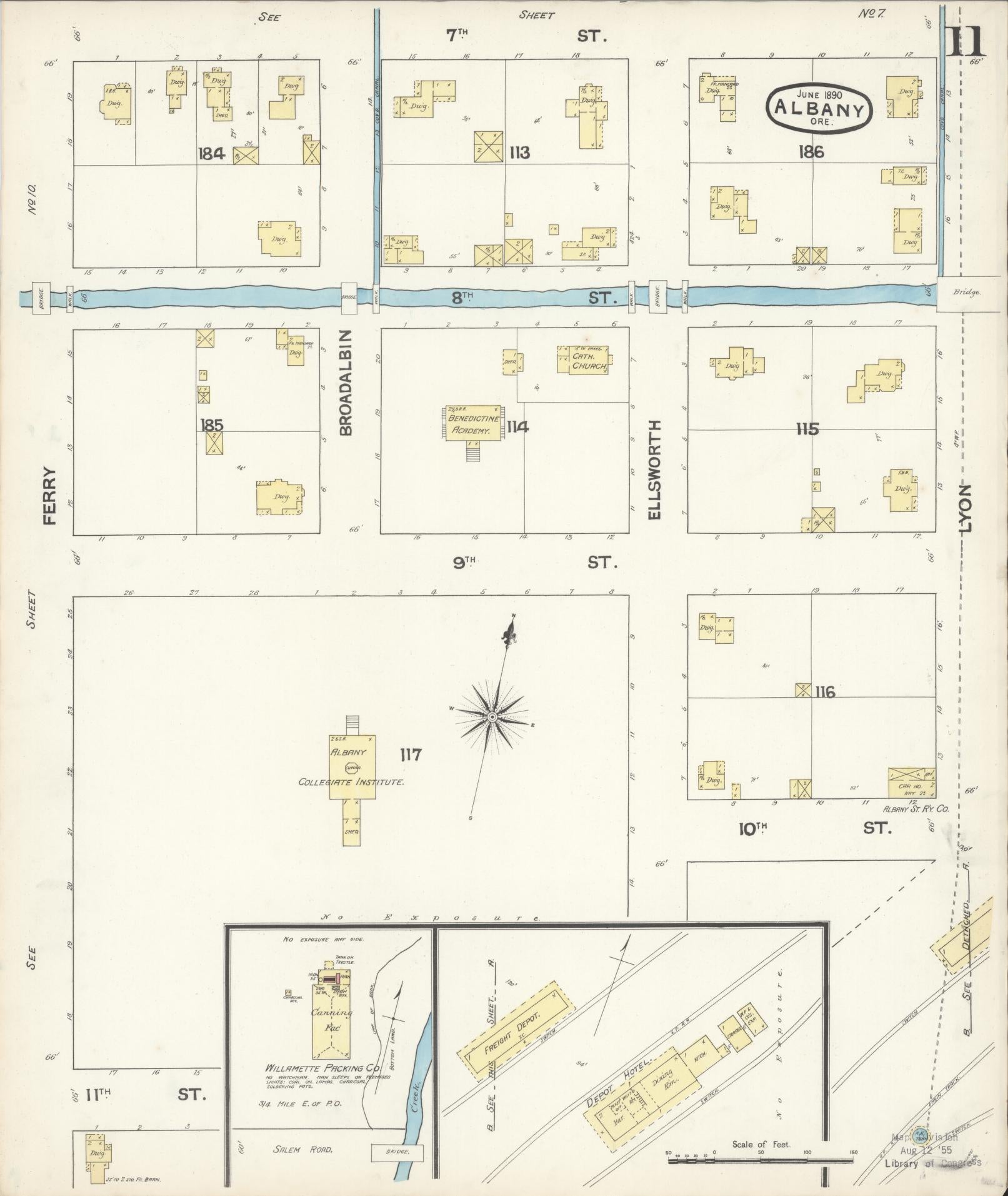 Sanborn Fire Insurance Map from Albany, Linn County, Oregon (1890), Sheet #0011 - Complete Map Set gallery image, historic Sanborn map, vintage wall art, Oregon Oregon
