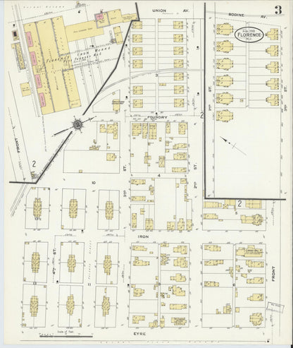 Sanborn Fire Insurance Map from Florence, Burlington County, New Jersey (1910), Sheet #0003 - Historic Sanborn Fire Insurance Map Print, vintage old map wall art, antique decor, genealogy gift, New Jersey New Jersey map