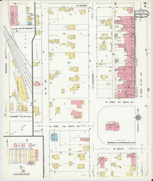 Sanborn Fire Insurance Map from Princeton, Bureau County, Illinois (1911), Sheet #0007 - Historic Sanborn Fire Insurance Map Print, vintage old map wall art, antique decor, genealogy gift, Illinois Illinois map