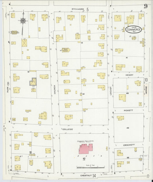 Sanborn Fire Insurance Map from Commerce, Hunt County, Texas (1911), Sheet #0009 - Historic Sanborn Fire Insurance Map Print, vintage old map wall art, antique decor, genealogy gift, Texas Texas map