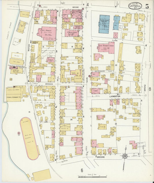 Sanborn Fire Insurance Map from Catskill, Greene County, New York (1912), Sheet #0005 - Historic Sanborn Fire Insurance Map Print, vintage old map wall art, antique decor, genealogy gift, New York New York map