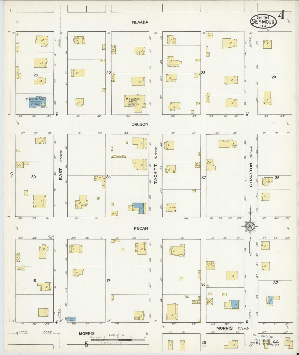Sanborn Fire Insurance Map from Seymour, Baylor County, Texas (1916), Sheet #0004 - Historic Sanborn Fire Insurance Map Print, vintage old map wall art, antique decor, genealogy gift, Texas Texas map