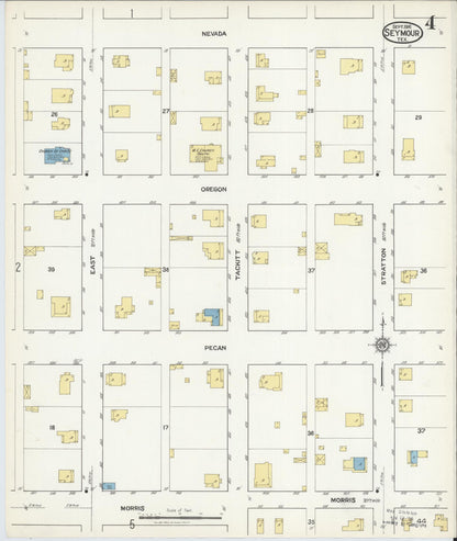 Sanborn Fire Insurance Map from Seymour, Baylor County, Texas (1916), Sheet #0004 - Historic Sanborn Fire Insurance Map Print, vintage old map wall art, antique decor, genealogy gift, Texas Texas map