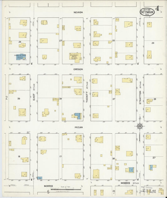 Sanborn Fire Insurance Map from Seymour, Baylor County, Texas (1916), Sheet #0004 - Historic Sanborn Fire Insurance Map Print, vintage old map wall art, antique decor, genealogy gift, Texas Texas map