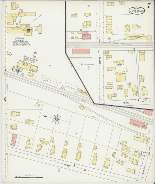 Sanborn Fire Insurance Map from Lowville, Lewis County, New York (1895), Sheet #0007 - Historic Sanborn Fire Insurance Map Print, vintage old map wall art, antique decor, genealogy gift, New York New York map