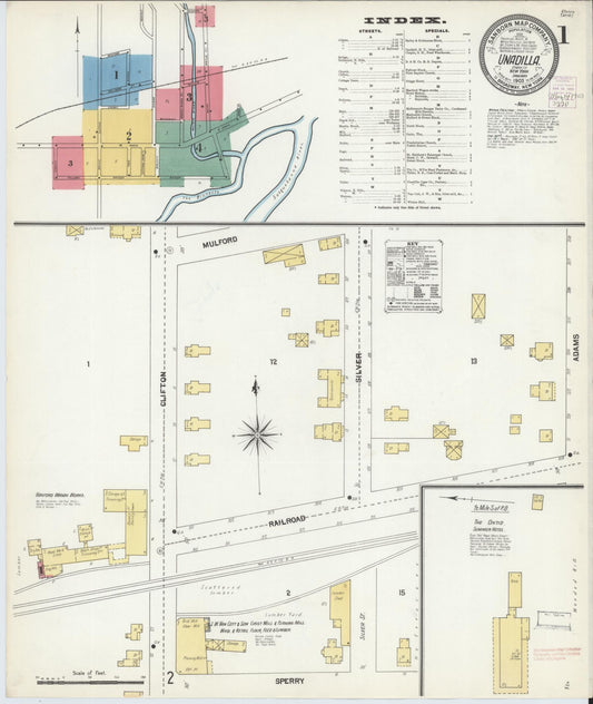 Sanborn Fire Insurance Map from Unadilla, Otsego County, New York (1903), Sheet #0001 - Historic Sanborn Fire Insurance Map Print, vintage old map wall art, antique decor, genealogy gift, New York New York map