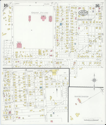 Sanborn Fire Insurance Map from Ashland, Ashland County, Ohio (1930), Sheet #0016 - Historic Sanborn Fire Insurance Map Print, vintage old map wall art, antique decor, genealogy gift, Ohio Ohio map
