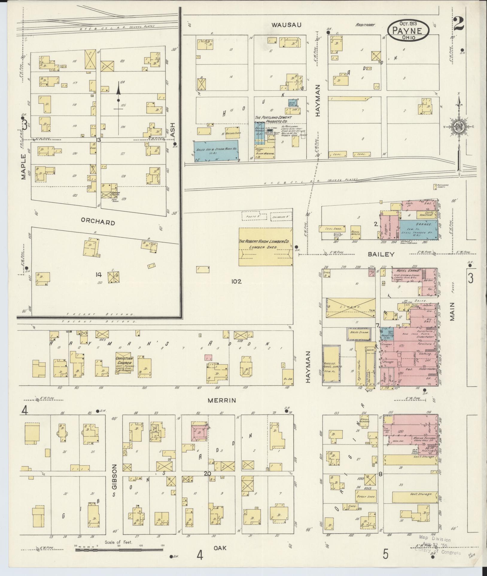 Sanborn Fire Insurance Map from Payne, Paulding County, Ohio (1913), Sheet #0002 - Historic Sanborn Fire Insurance Map Print, vintage old map wall art, antique decor, genealogy gift, Ohio Ohio map