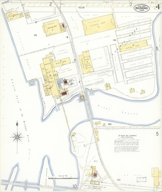 Sanborn Fire Insurance Map from Raymond, Pacific County, Washington (1909), Sheet #0004 - Historic Sanborn Fire Insurance Map Print, vintage old map wall art, antique decor, genealogy gift, Washington Washington map