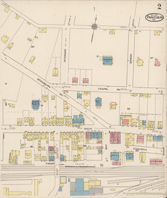 Sanborn Fire Insurance Map from Parkesburg, Chester County, Pennsylvania (1921), Sheet #0002 - Historic Sanborn Fire Insurance Map Print, vintage old map wall art, antique decor, genealogy gift, Pennsylvania Pennsylvania map