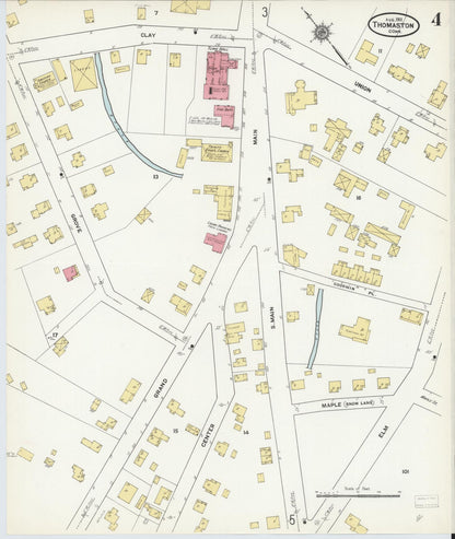 Sanborn Fire Insurance Map from Thomaston, Litchfield County, Connecticut (1911), Sheet #0004 - Complete Map Set gallery image, historic Sanborn map, vintage wall art, Connecticut Connecticut
