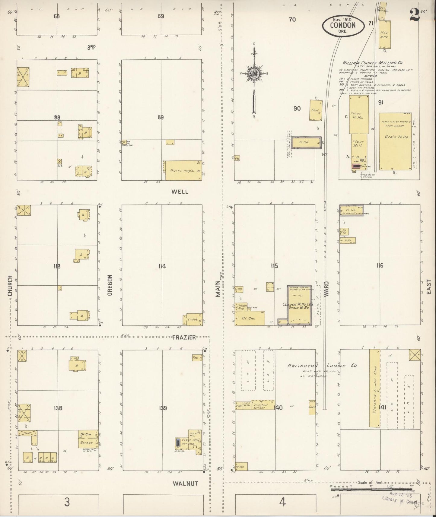 Sanborn Fire Insurance Map from Condon, Gilliam County, Oregon (1910), Sheet #0002 - Complete Map Set gallery image, historic Sanborn map, vintage wall art, Oregon Oregon