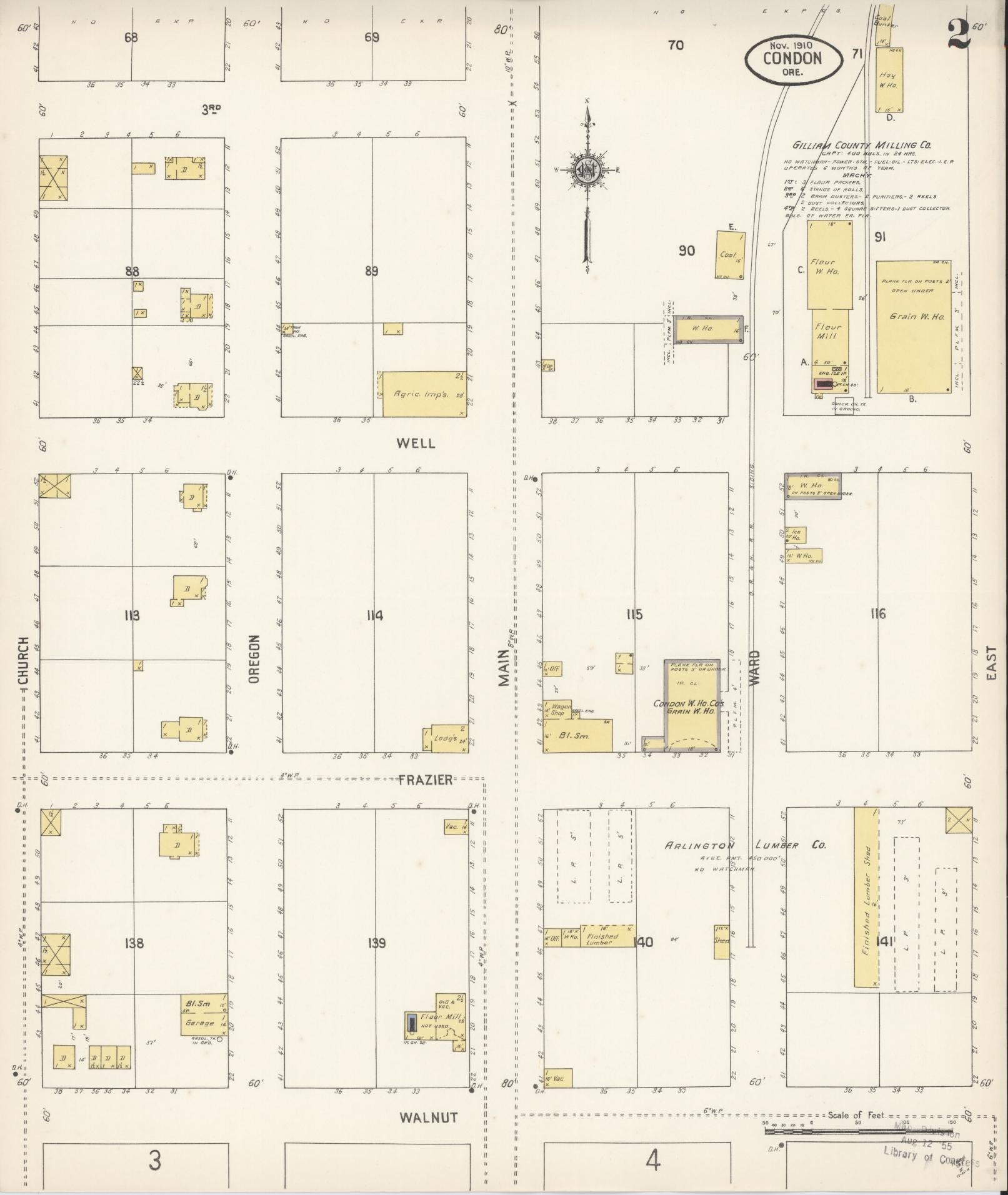 Sanborn Fire Insurance Map from Condon, Gilliam County, Oregon (1910), Sheet #0002 - Complete Map Set gallery image, historic Sanborn map, vintage wall art, Oregon Oregon
